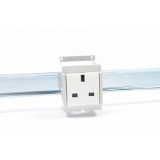 13AMP UK 3 Pin Socket Outlet, Din Rail Mount DIN1412-UK
